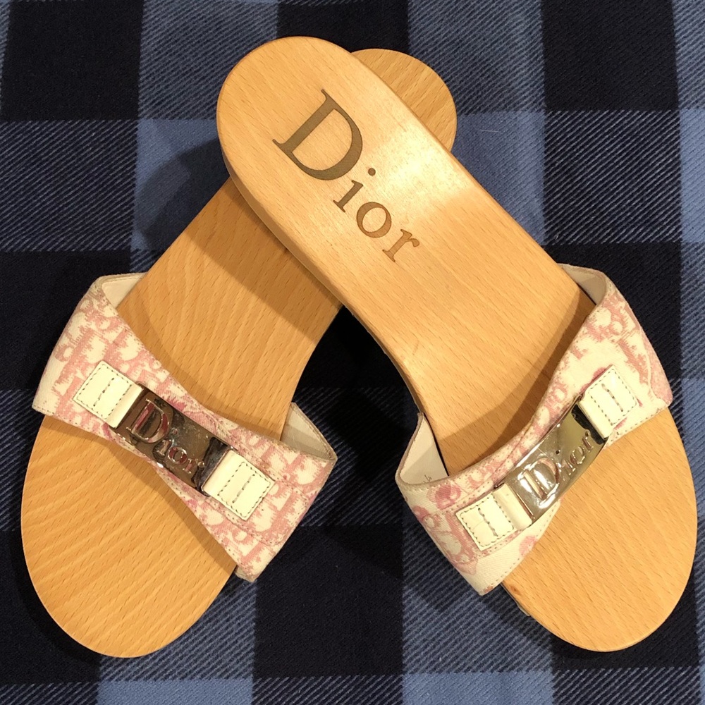 Dior Vintage Toile Jean Logo Slides